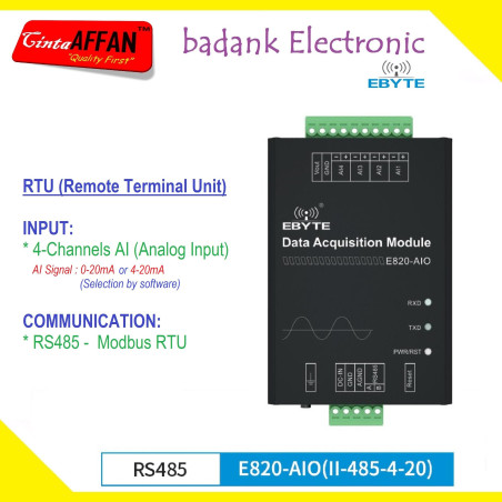 EBYTE E820-AIO (II-485-4-20) V2 Remote Terminal Unit 4-AI Modbus RS485